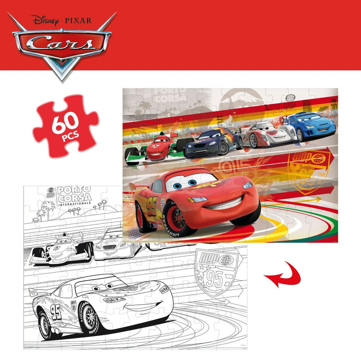 Детский паззл Cars Двухстороннее 60 Предметы 50 x 35 cm (12 штук)-3