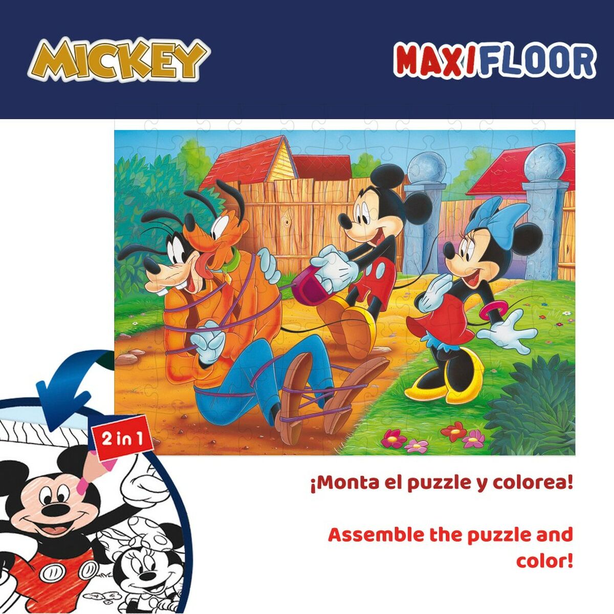 Детский паззл Mickey Mouse Двухстороннее 108 Предметы 70 x 1,5 x 50 cm (6 штук)-4