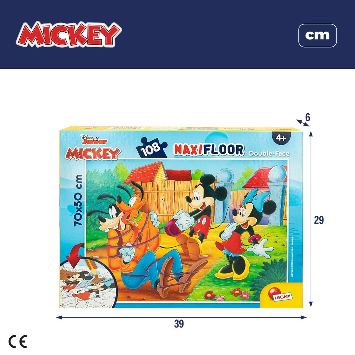 Детский паззл Mickey Mouse Двухстороннее 108 Предметы 70 x 1,5 x 50 cm (6 штук)-7