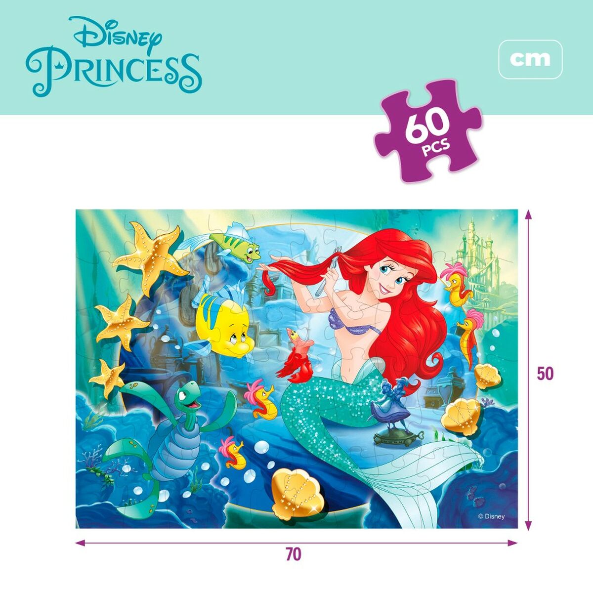 Детский паззл Disney Princess 60 Предметы 70 x 1,5 x 50 cm Двухстороннее (6 штук)-5