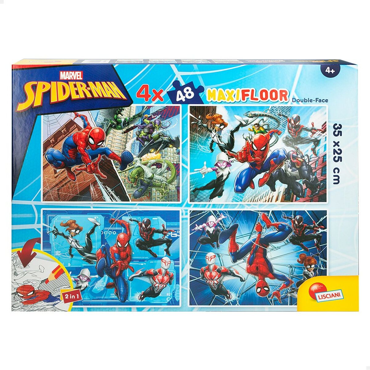 Детский паззл Spider-Man Двухстороннее 4 в 1 48 Предметы 35 x 1,5 x 25 cm (6 штук)-2