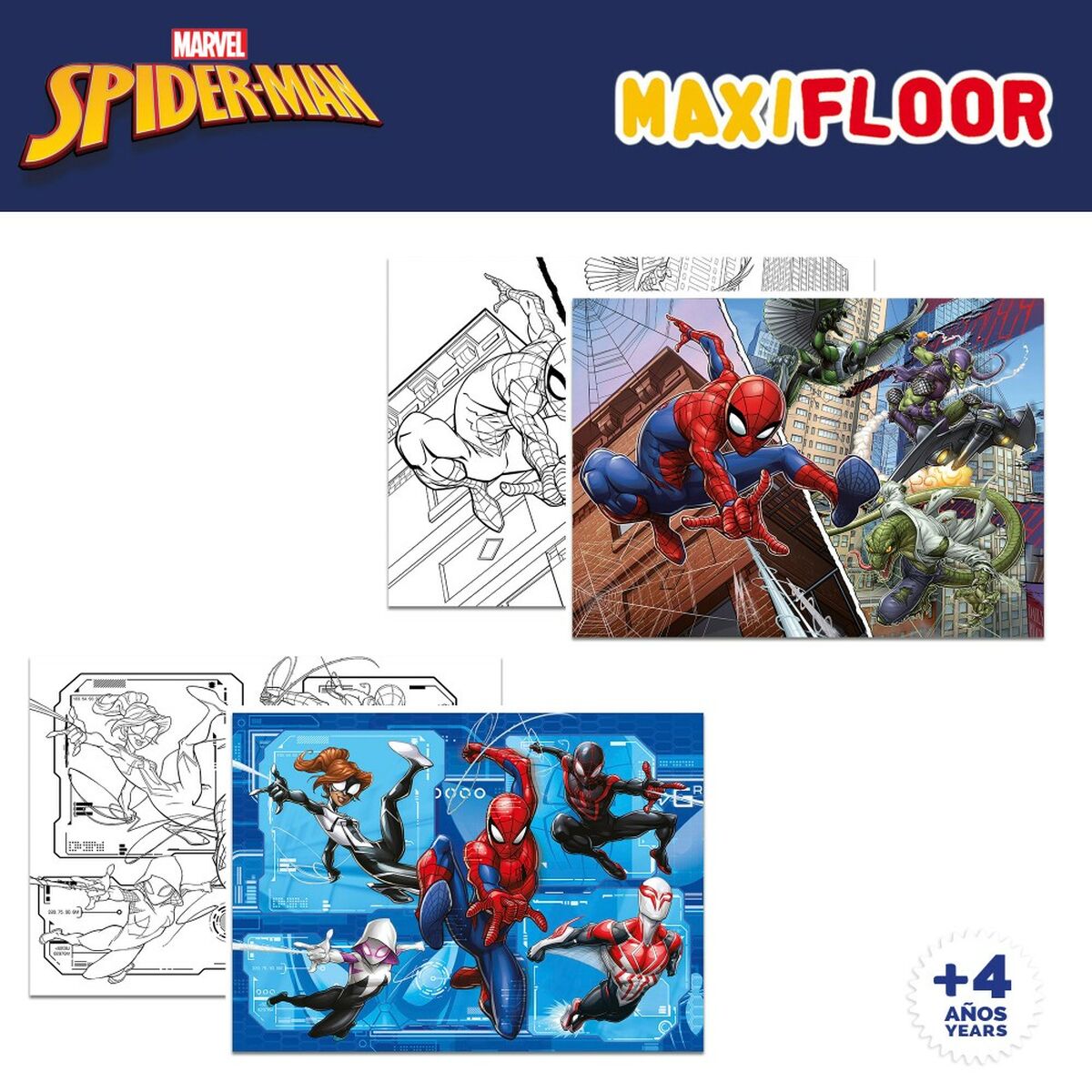 Детский паззл Spider-Man Двухстороннее 4 в 1 48 Предметы 35 x 1,5 x 25 cm (6 штук)-5