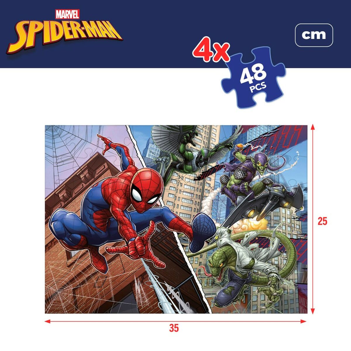 Детский паззл Spider-Man Двухстороннее 4 в 1 48 Предметы 35 x 1,5 x 25 cm (6 штук)-6