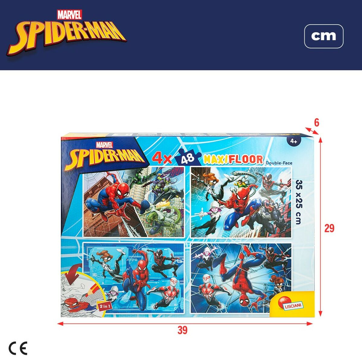 Детский паззл Spider-Man Двухстороннее 4 в 1 48 Предметы 35 x 1,5 x 25 cm (6 штук)-7
