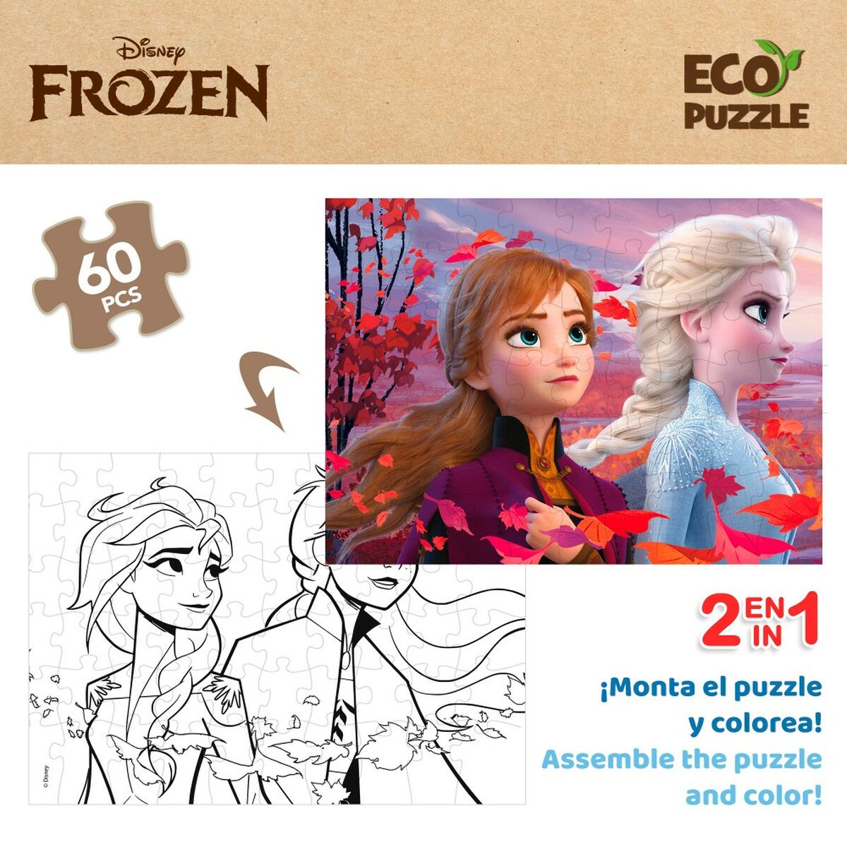 Детский паззл Frozen Двухстороннее 60 Предметы 70 x 1,5 x 50 cm (12 штук)-3