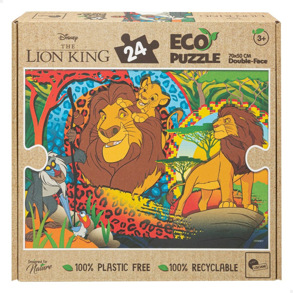 Детский паззл The Lion King Двухстороннее 24 Предметы 70 x 1,5 x 50 cm (12 штук)-2