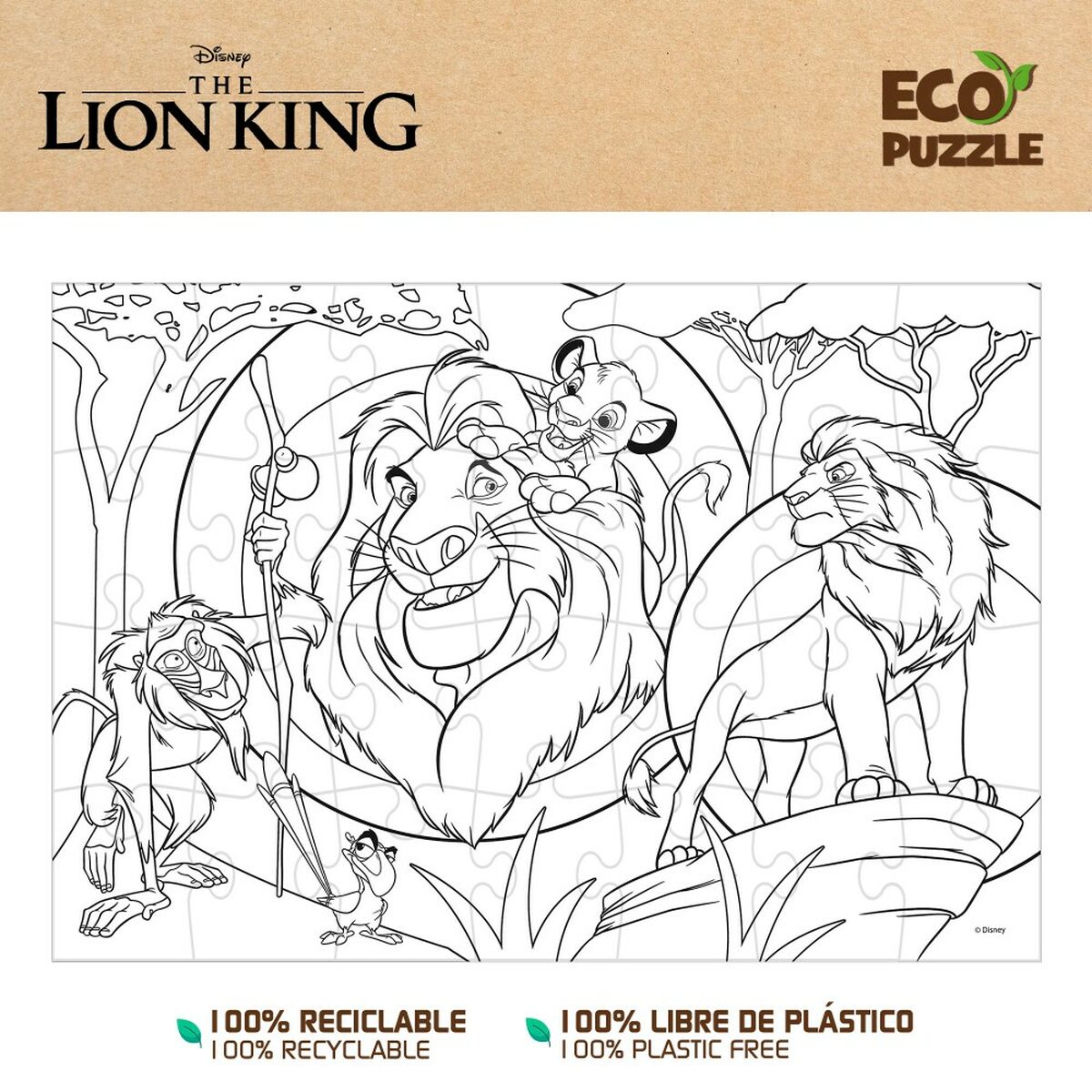 Детский паззл The Lion King Двухстороннее 24 Предметы 70 x 1,5 x 50 cm (12 штук)-4