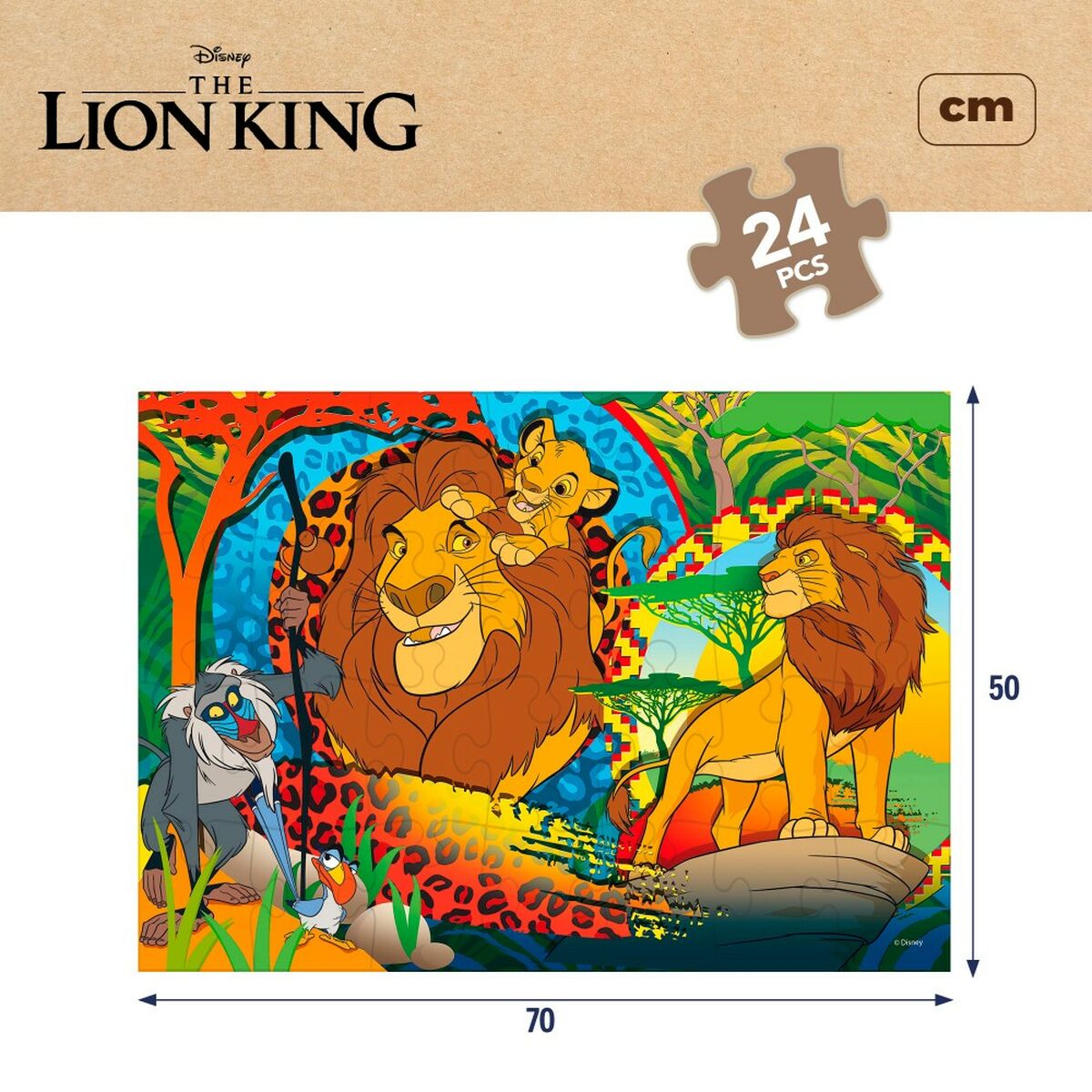 Детский паззл The Lion King Двухстороннее 24 Предметы 70 x 1,5 x 50 cm (12 штук)-6