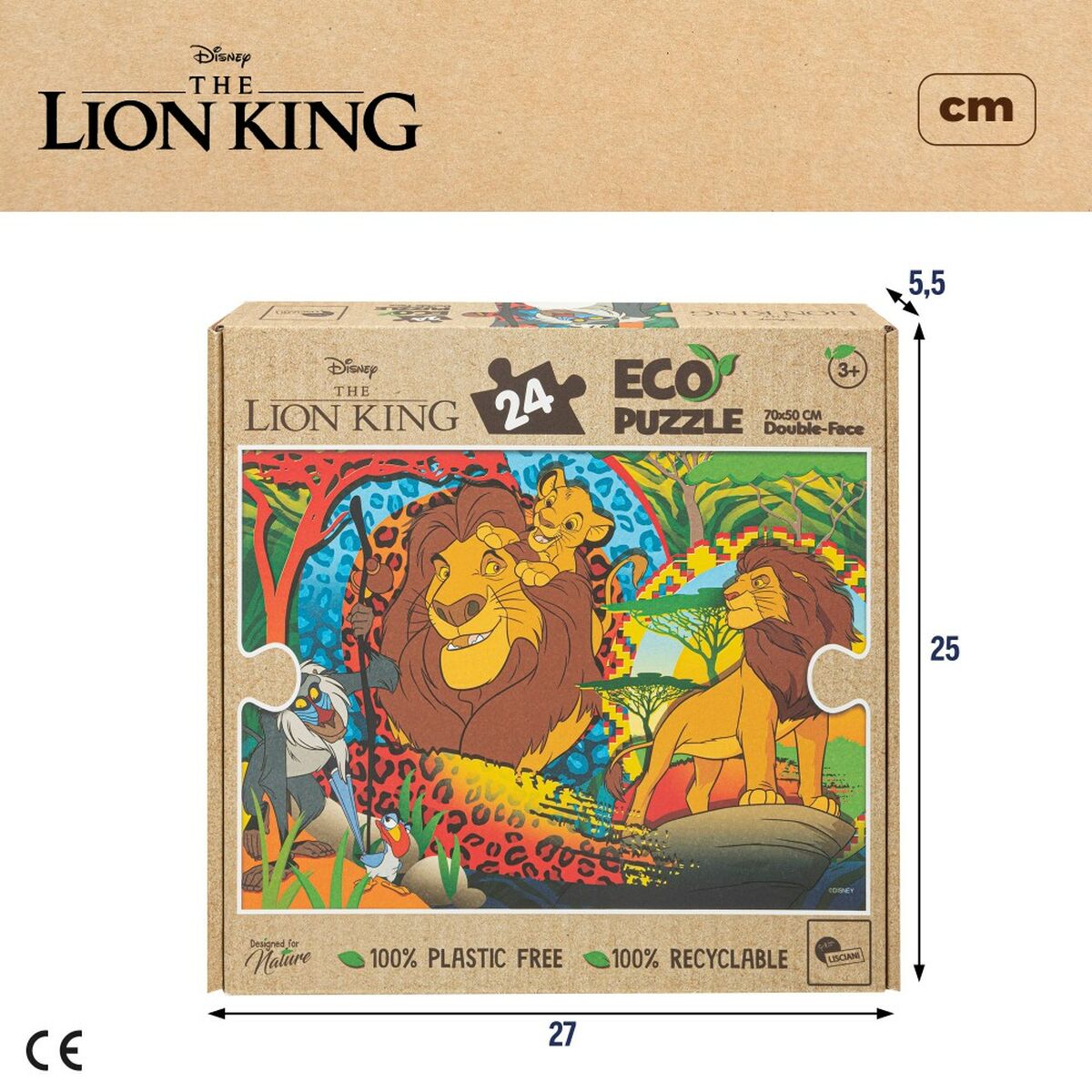 Детский паззл The Lion King Двухстороннее 24 Предметы 70 x 1,5 x 50 cm (12 штук)-7