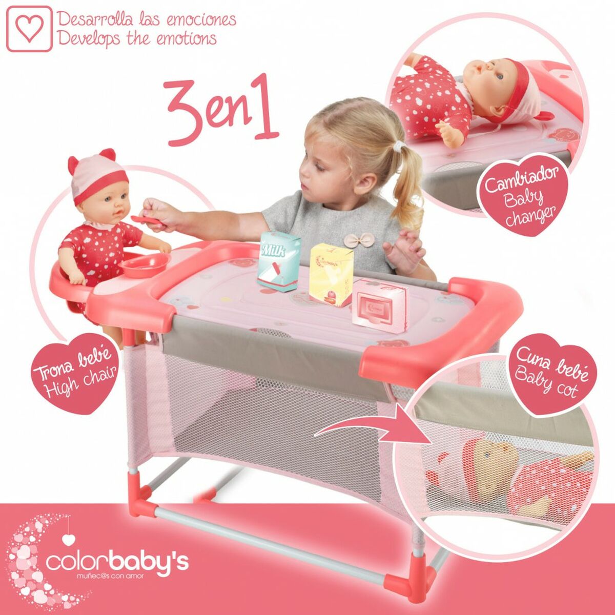 Пеленальный стол для кукол Colorbaby 3-в-1 68 x 32,5 x 34 cm 2 штук-6