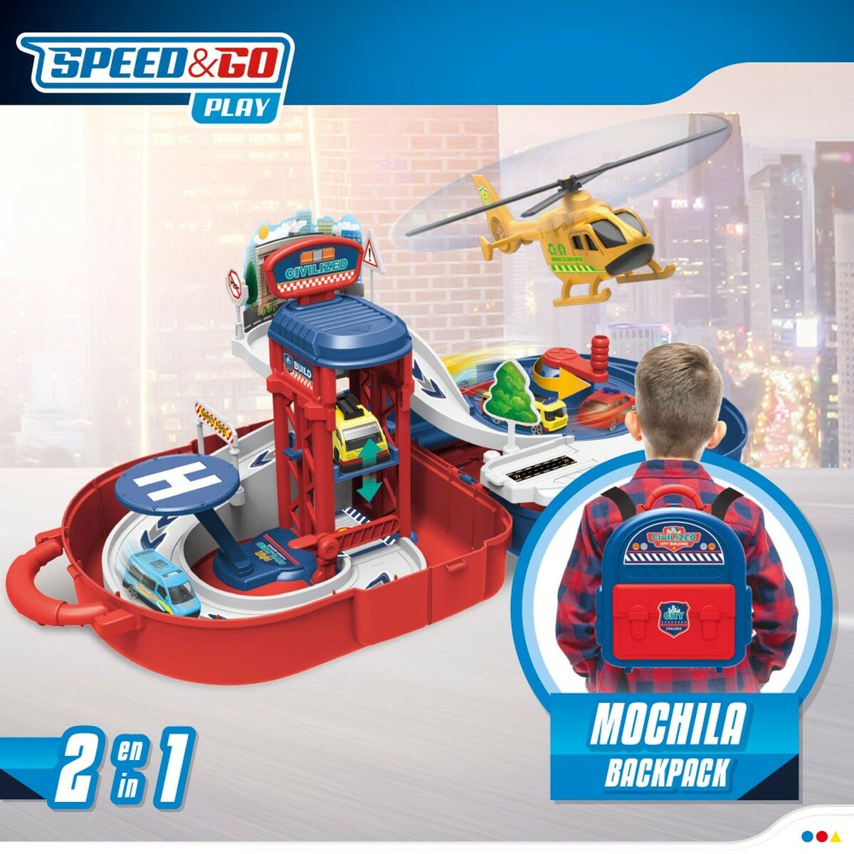 Гараж-паркинг с автомобилями Speed & Go 62 x 25,5 x 33 cm (2 штук)-3