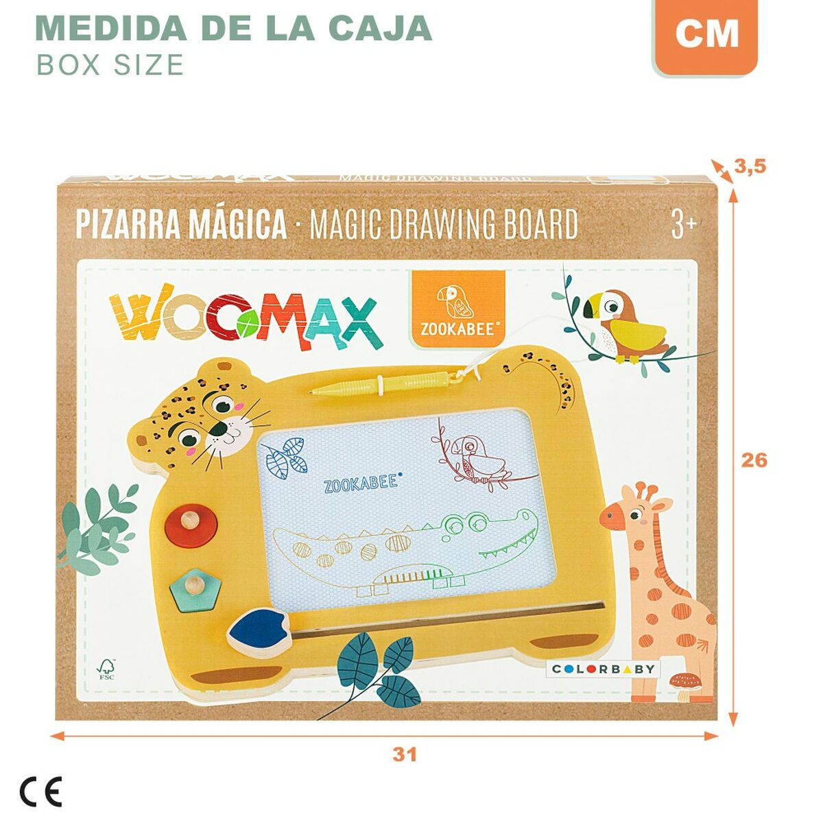 Волшебная доска Woomax Zookabee Тигр Деревянный 30 x 2,5 x 26 cm (6 штук)-6