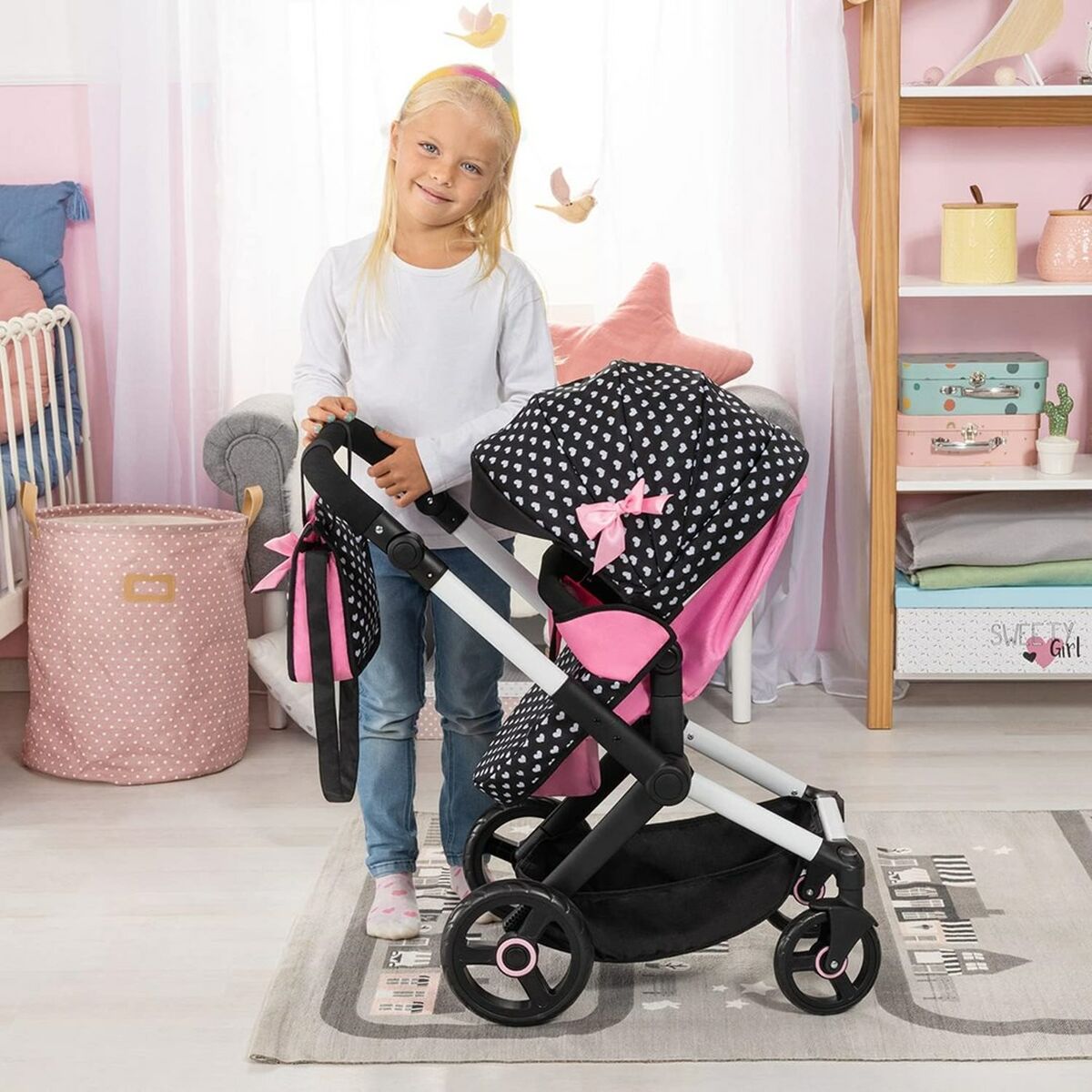 Коляска для кукол Bayer Design Розовый 58-71 cm-7