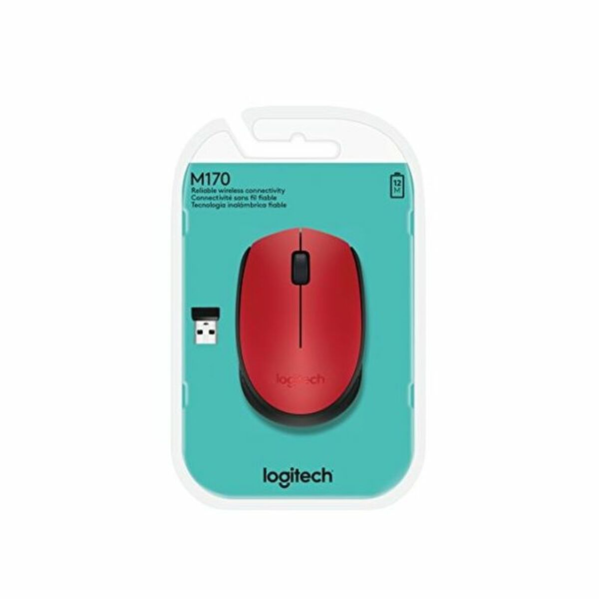 Ratón inalámbrico Logitech M171 1000 ppp Negro Rojo-7