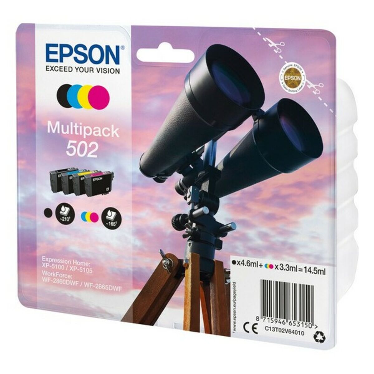 Epson 502 Multipack Ink Compatible Cartridge 14.5 ml Yellow Black Cyan Pink Yes-2
