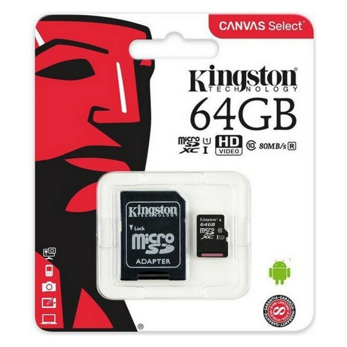 Карта памяти микро-SD с адаптером Kingston SDCS2 100 MB/s exFAT-3