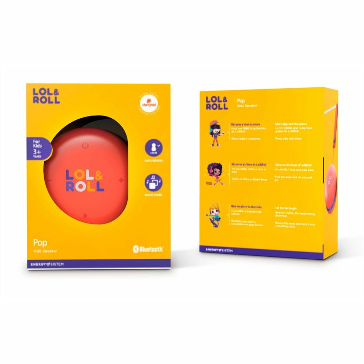 Портативный Bluetooth-динамик Energy Sistem Lol&Roll Pop Kids Оранжевый 5 W-2