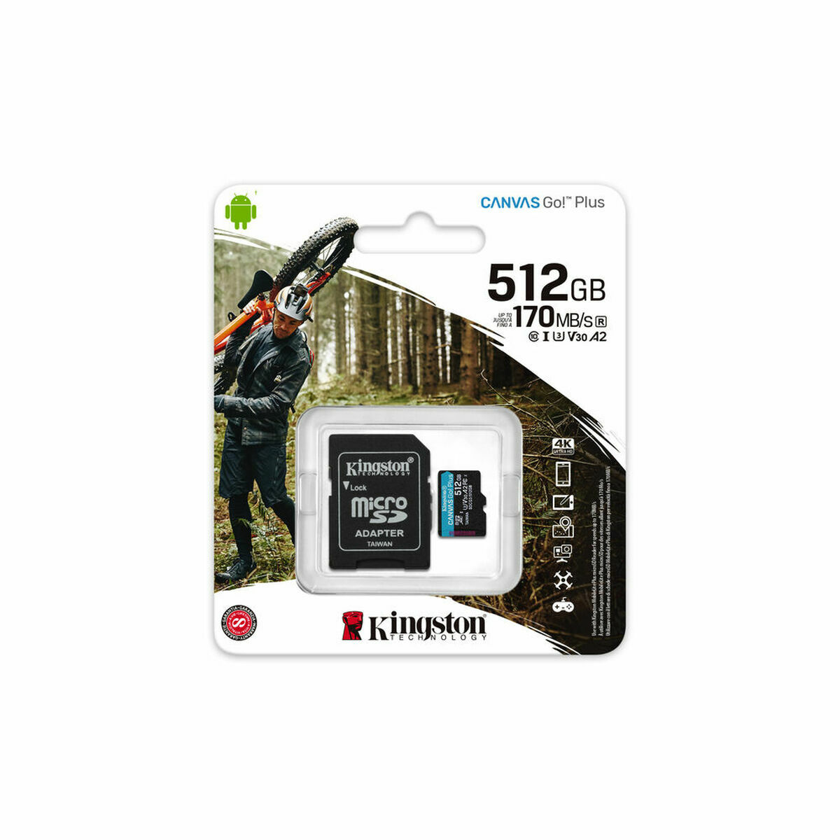 Карта памяти микро-SD с адаптером Kingston SDCG3/512GB          Класс 10 512 GB UHS-I-3