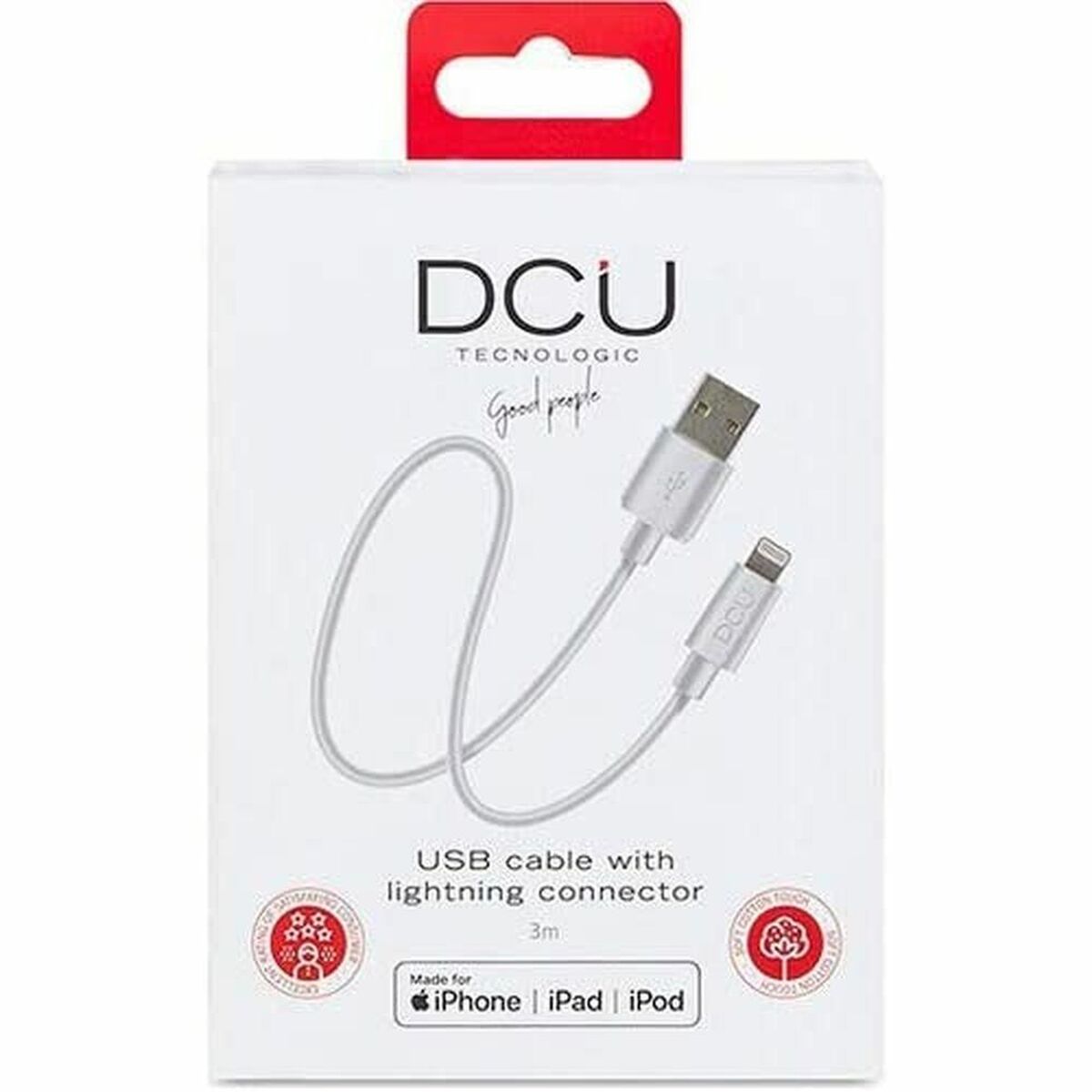 USB-Kabel für iPad/iPhone DCU 4R60057 Weiß 3 m