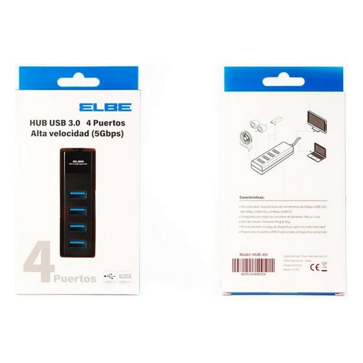 USB-хаб на 4 порта 3.0 ELBE HUB-401 Чёрный-2