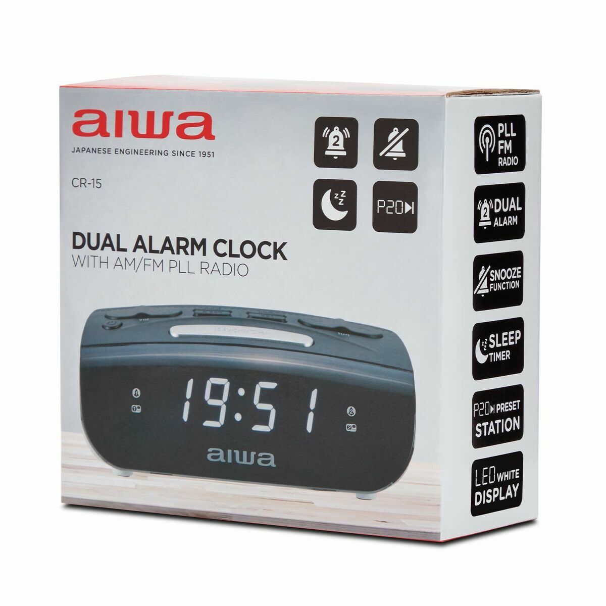 Радио с будильником Aiwa CR-15 Чёрный (1 штук)-5