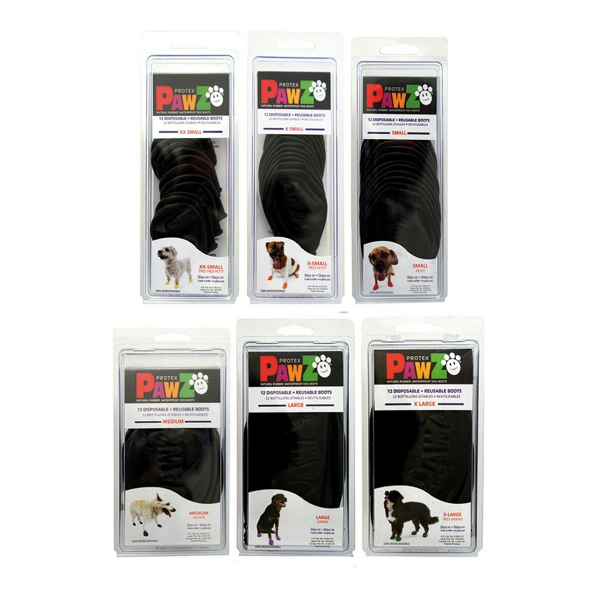 Sapatos Pawz Cão 12 peças Preto Tamanho XL-2