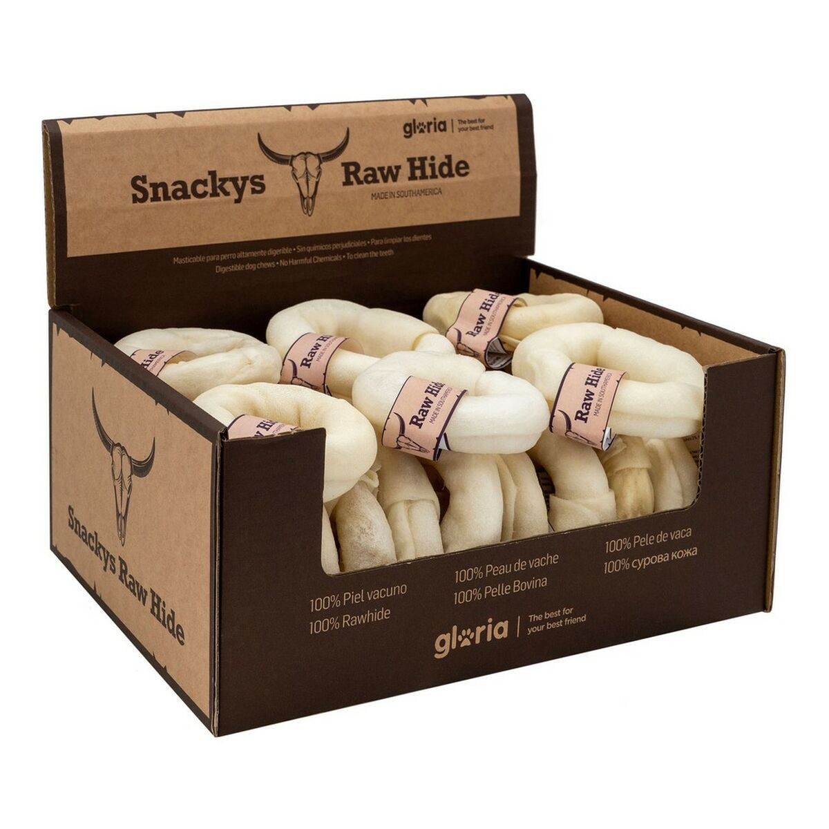 Aperitivo para cães Glória Snackys Rawhide 8-9 cm Donut-4