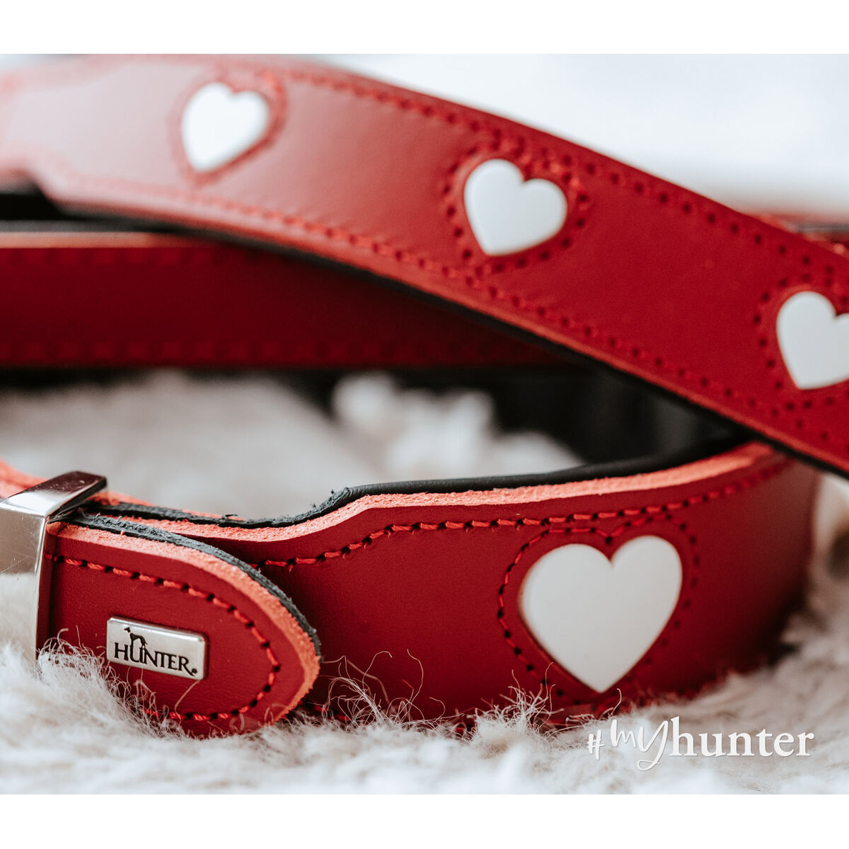 Coleira de cão Hunter Love XS/S 30-34 cm Rojo/Branco-3