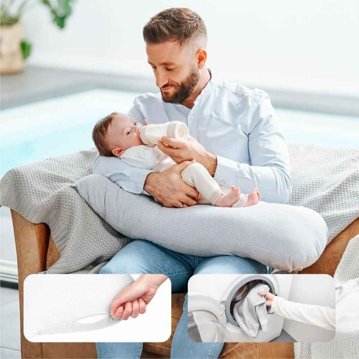 인체 공학적 측면 Cushion U Babymoov B.Love XXL 그레이 화이트-8