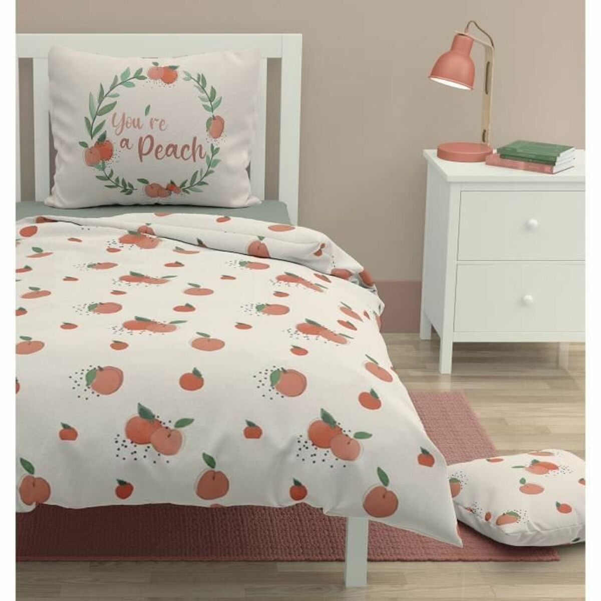 Roupillon peach 140 x 200 km毯子套件白色2件物品-2