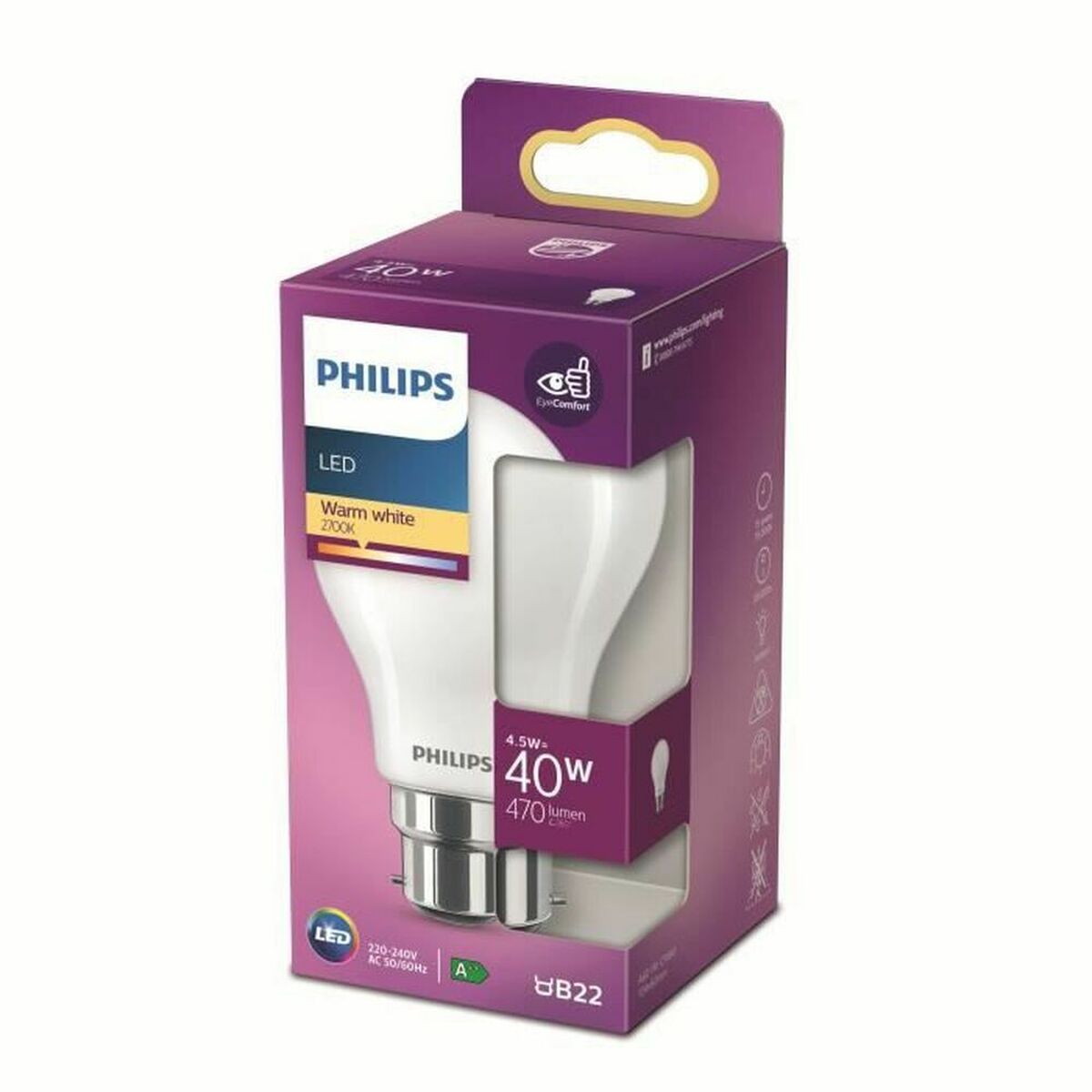 مصباح Philips LED 8718699762476 White F 40 W B22 (2700 K)-2
