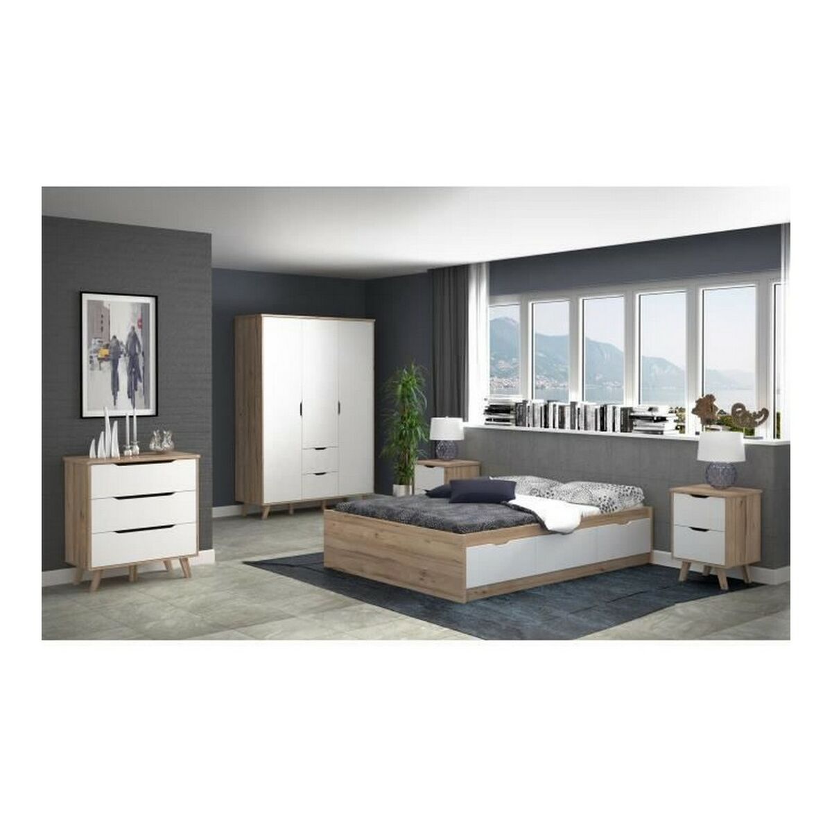 Tumba com caixas Vankka Carvalho de Madeira (80 x 42 x 86,3 cm)-3