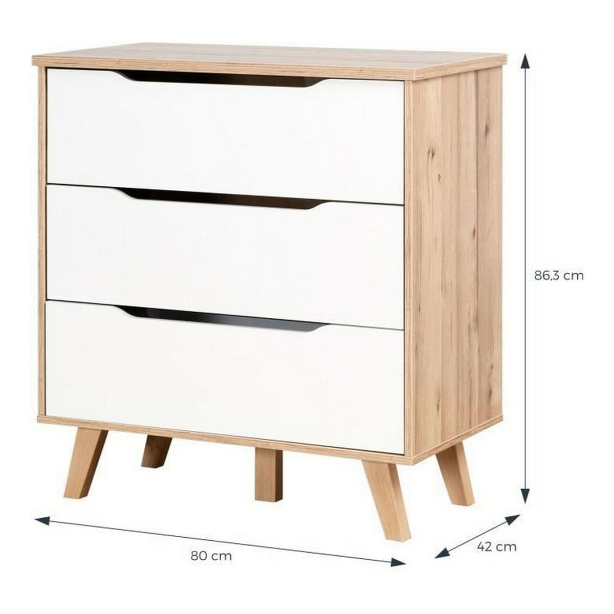 Tumba com caixas Vankka Carvalho de Madeira (80 x 42 x 86,3 cm)-4