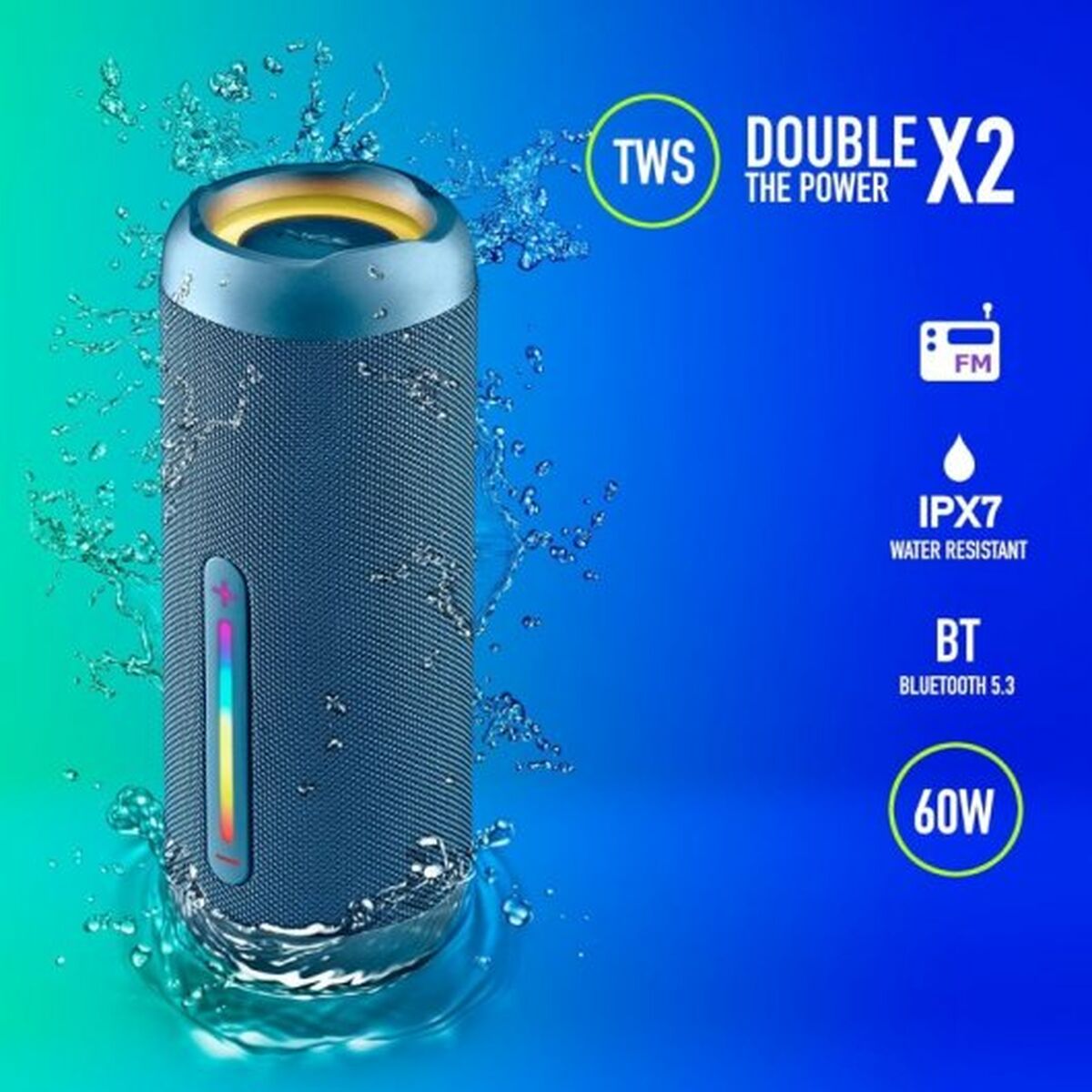 Портативный Bluetooth-динамик NGS Синий 60 W-3