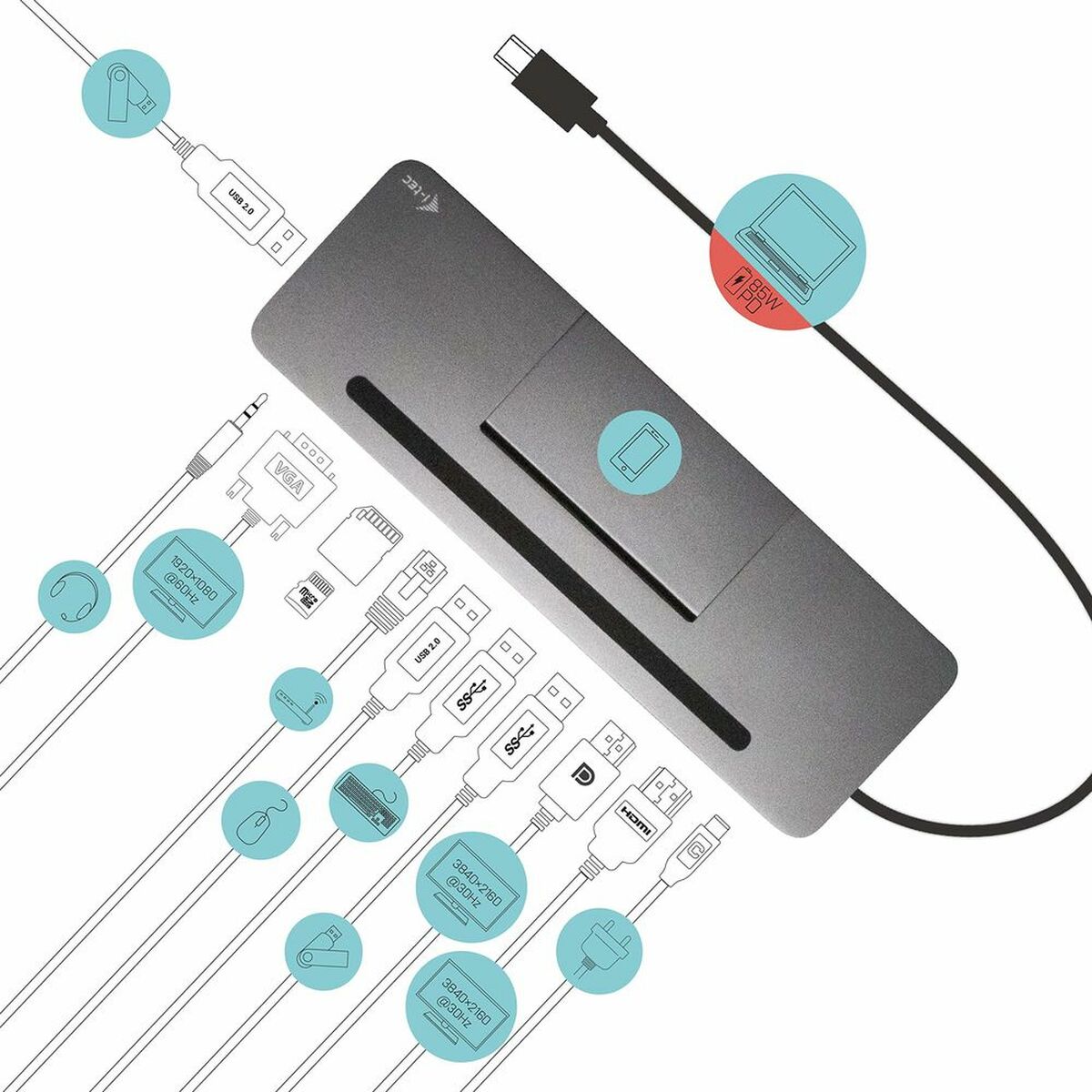 USB-разветвитель i-Tec C31FLATDOCKPDPRO-2