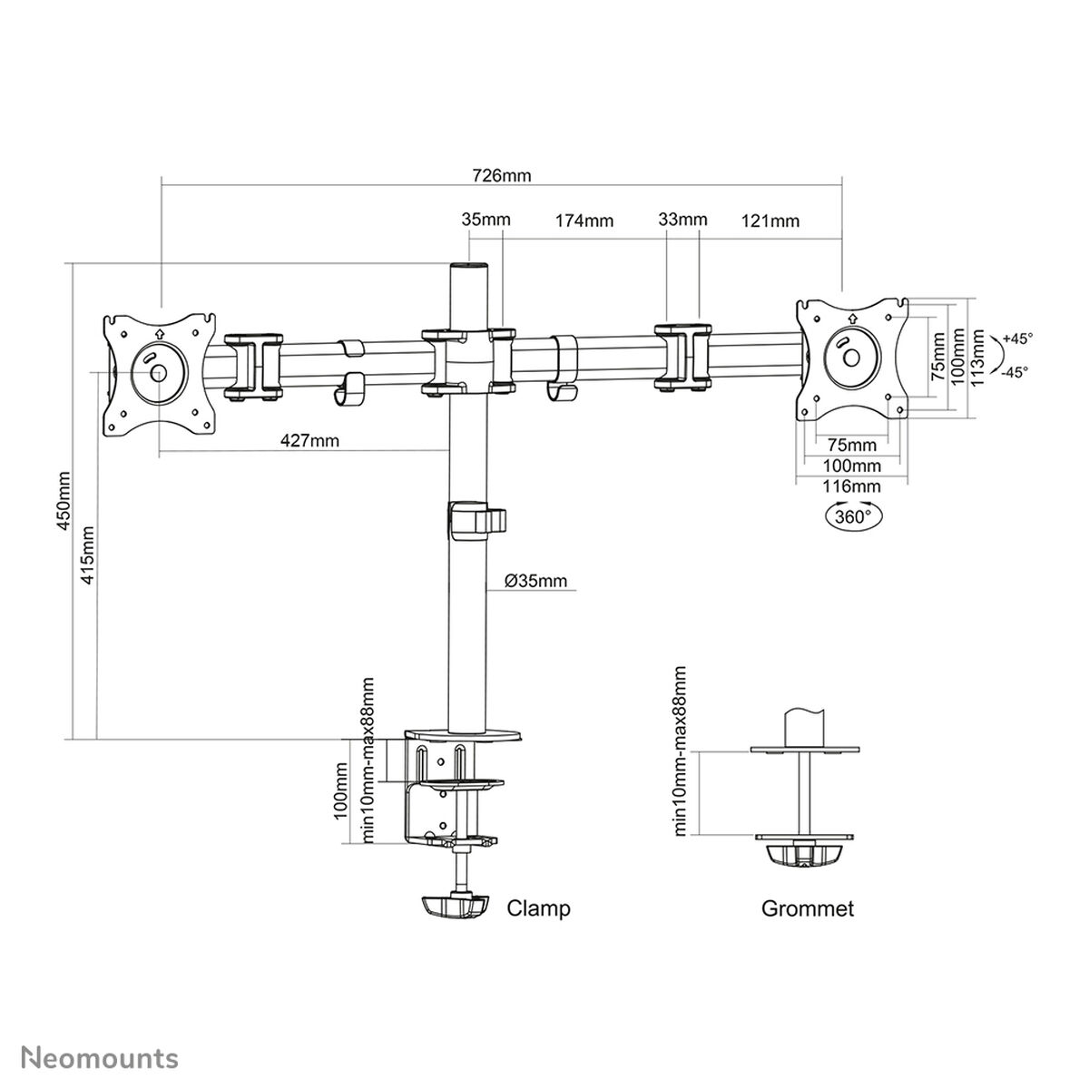Настольная подставка для экрана Neomounts NM-D135DBLACK-4