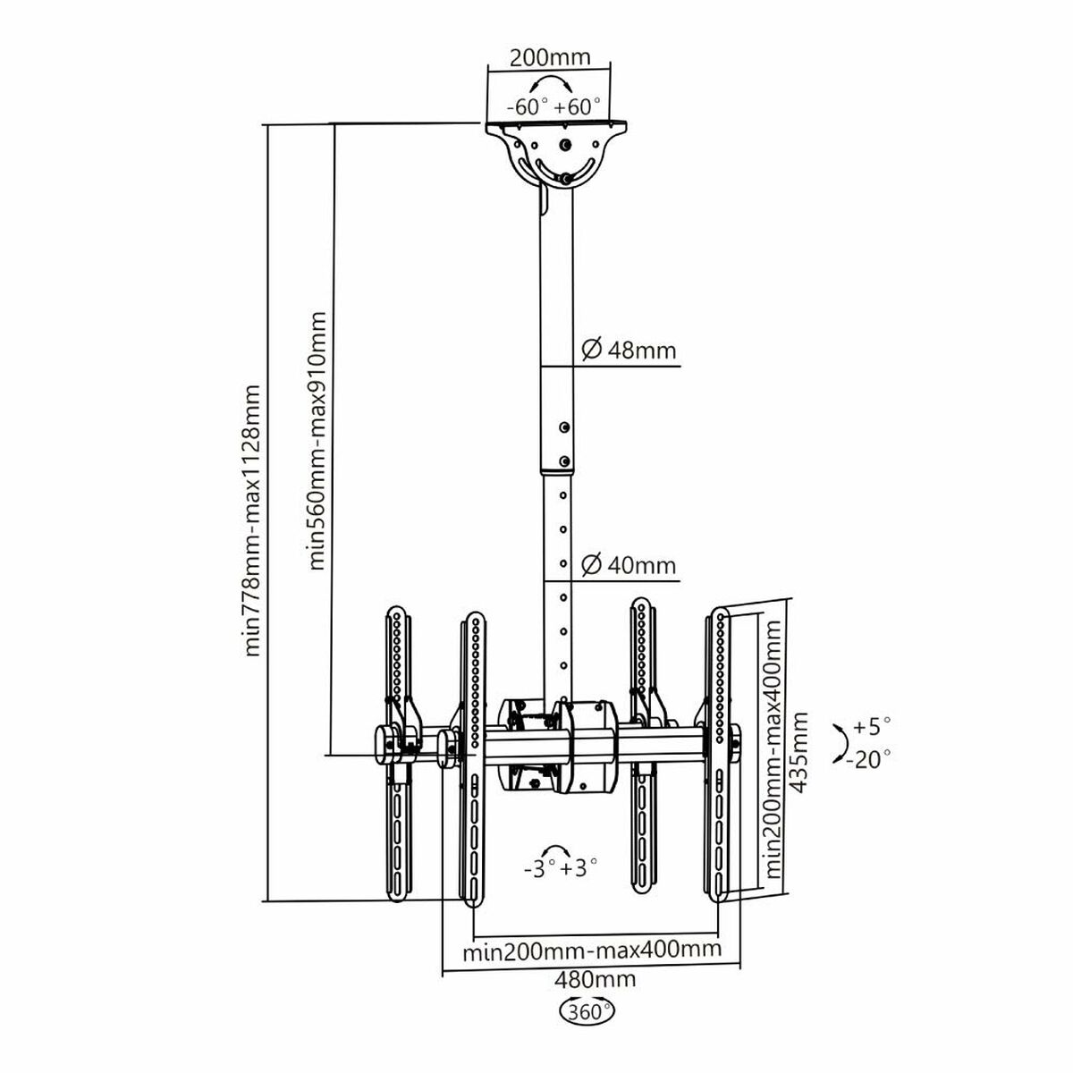 Подставка для ТВ Neomounts NM-C440DBLACK 25 kg 32-3