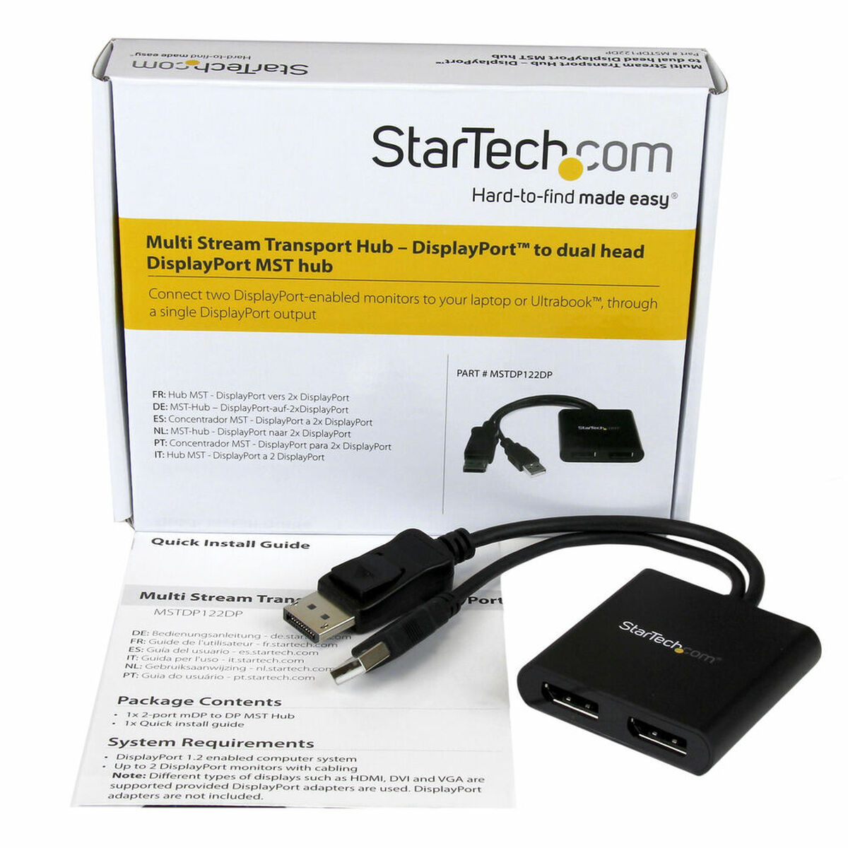 Сплиттер DisplayPort Startech MSTDP122DP Чёрный 4K Ultra HD-2