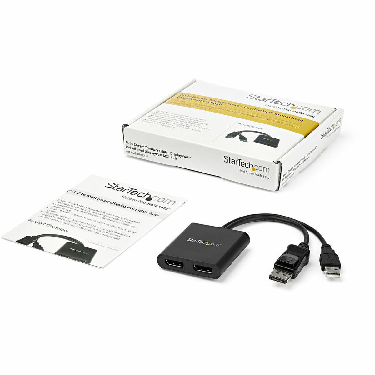 Сплиттер DisplayPort Startech MSTDP122DP Чёрный 4K Ultra HD-8