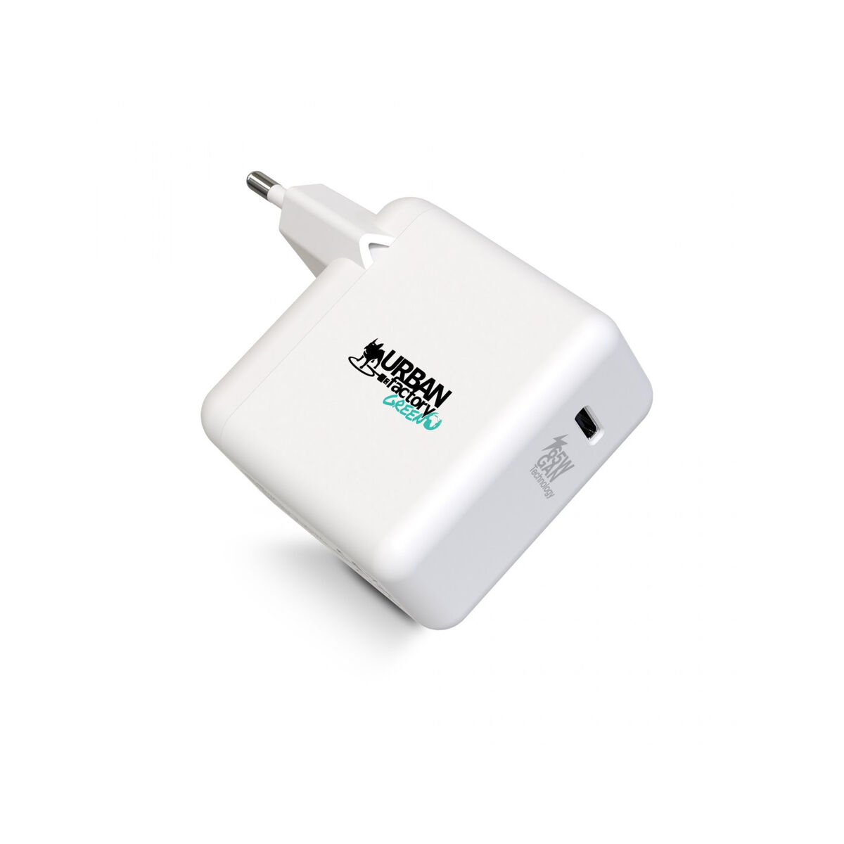 Charger for socket + Cable-USB C Urban Factory GSC65UF White-3