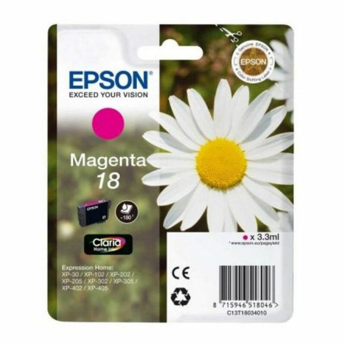 Түпнұсқа сиямен картридж Epson CLARIA T18 Розовый