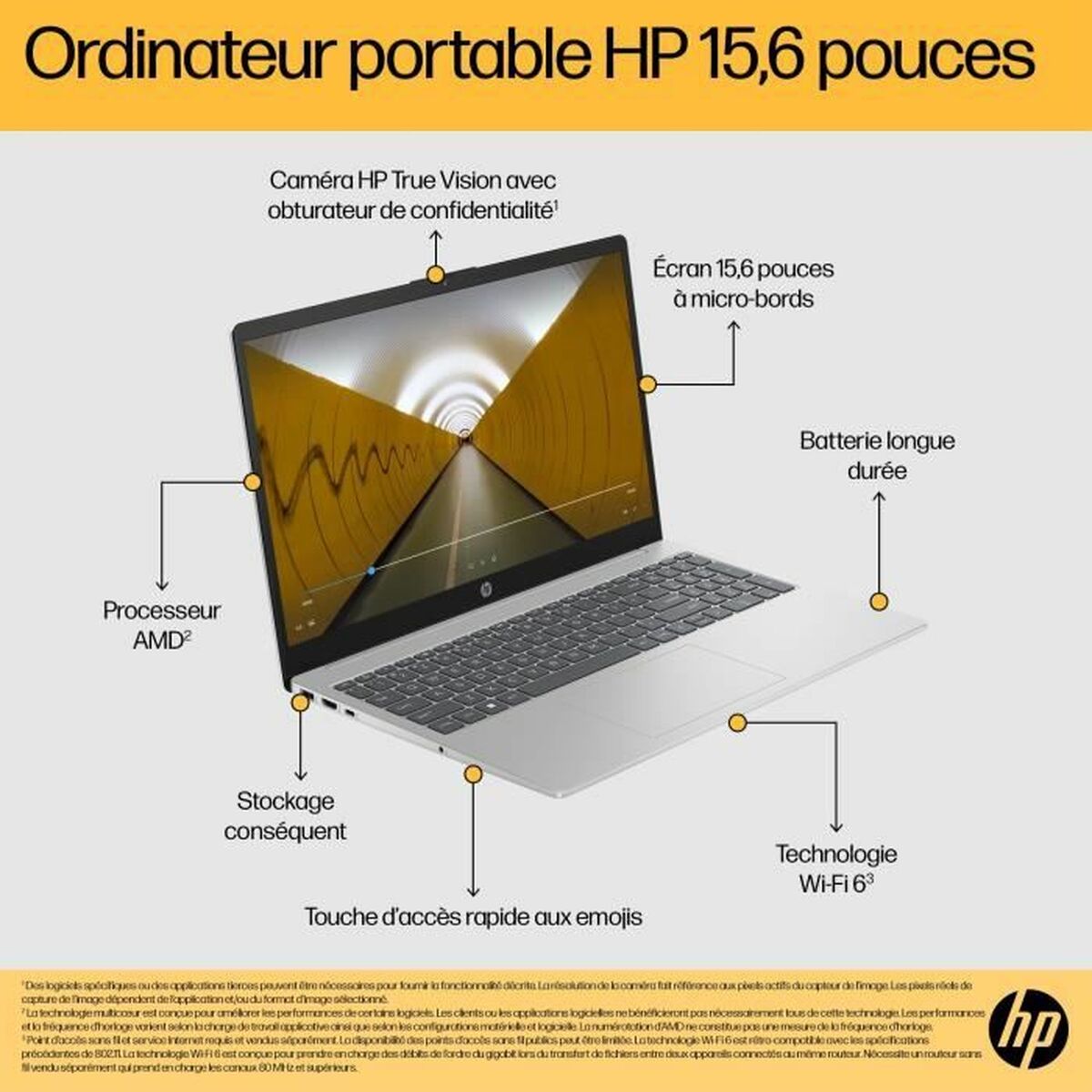 Ноутбук HP FC0071NF 15,6 ryzen 5-7520u 16 GB RAM 512 GB Azerty французский-2