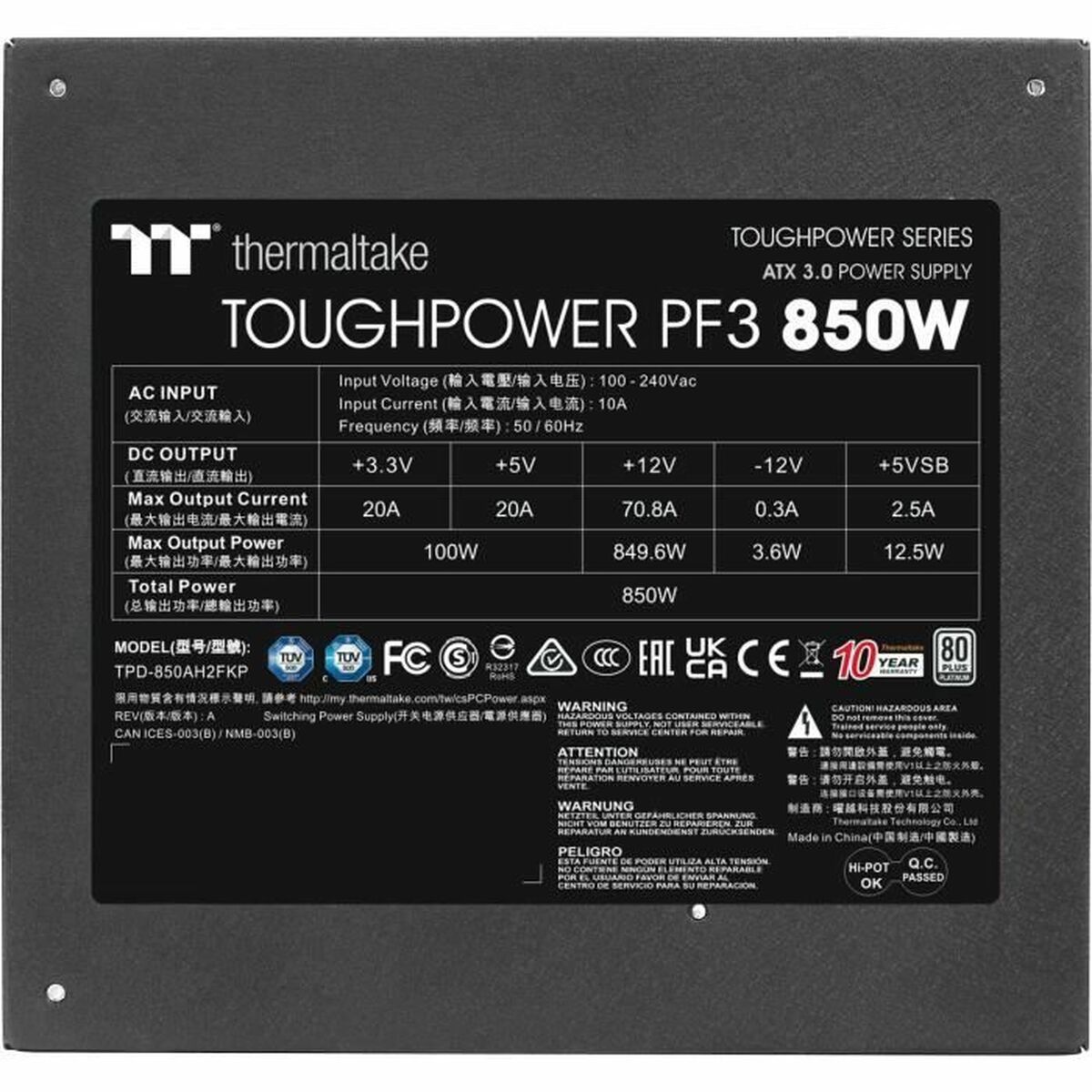 Источник питания THERMALTAKE PS-TPD-0850FNFAPE-3 850 W 80 PLUS Titanium-2