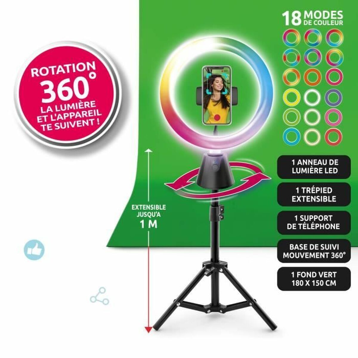 Кольцевой светильник для селфи Canal Toys Studio creator video maker KIT 360º-3