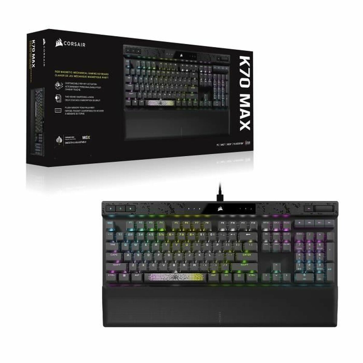 Bluetooth-клавиатура Corsair K70 MAX RGB Чёрный Серый французский AZERTY-4