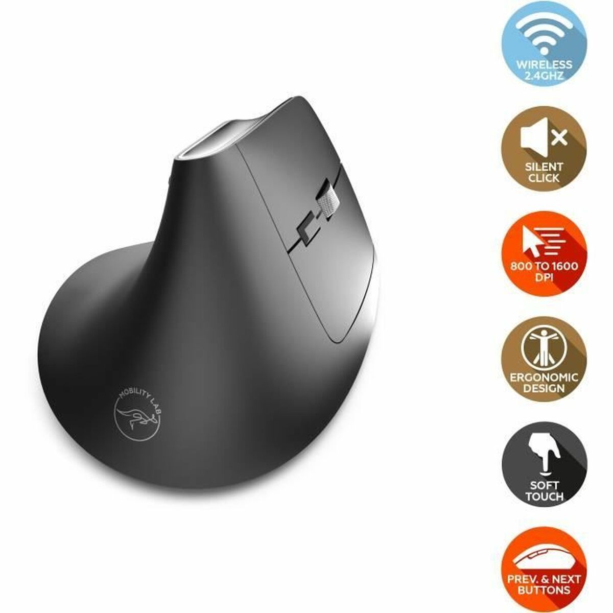 Ratón inalámbrico Mobility Lab ML313139 Negro-3