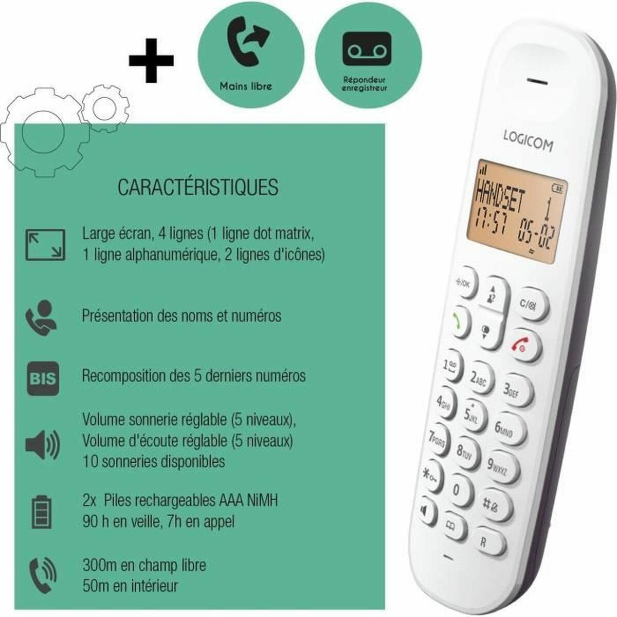 Стационарный телефон Logicom DECT ILOA 155T Баклажан-6