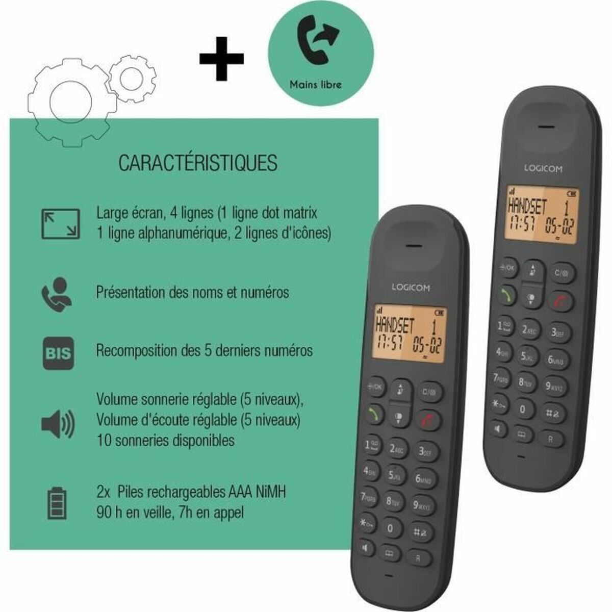 Стационарный телефон Logicom DECT ILOA 250 DUO Чёрный-6