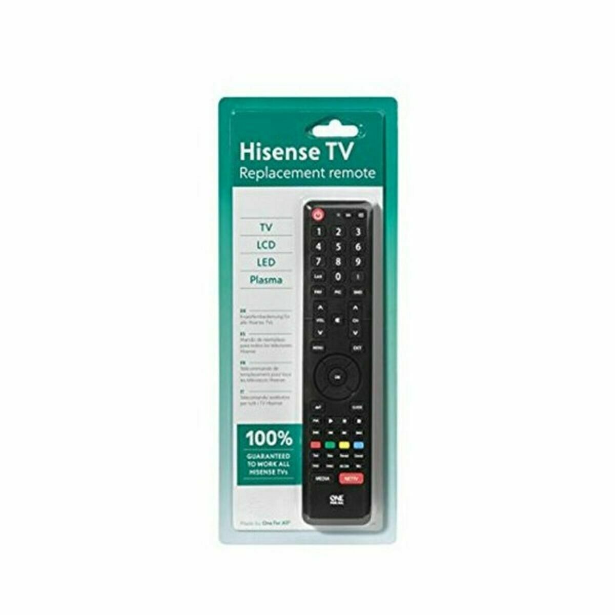 Universal remote control for Hisense One For All URC 1916-2