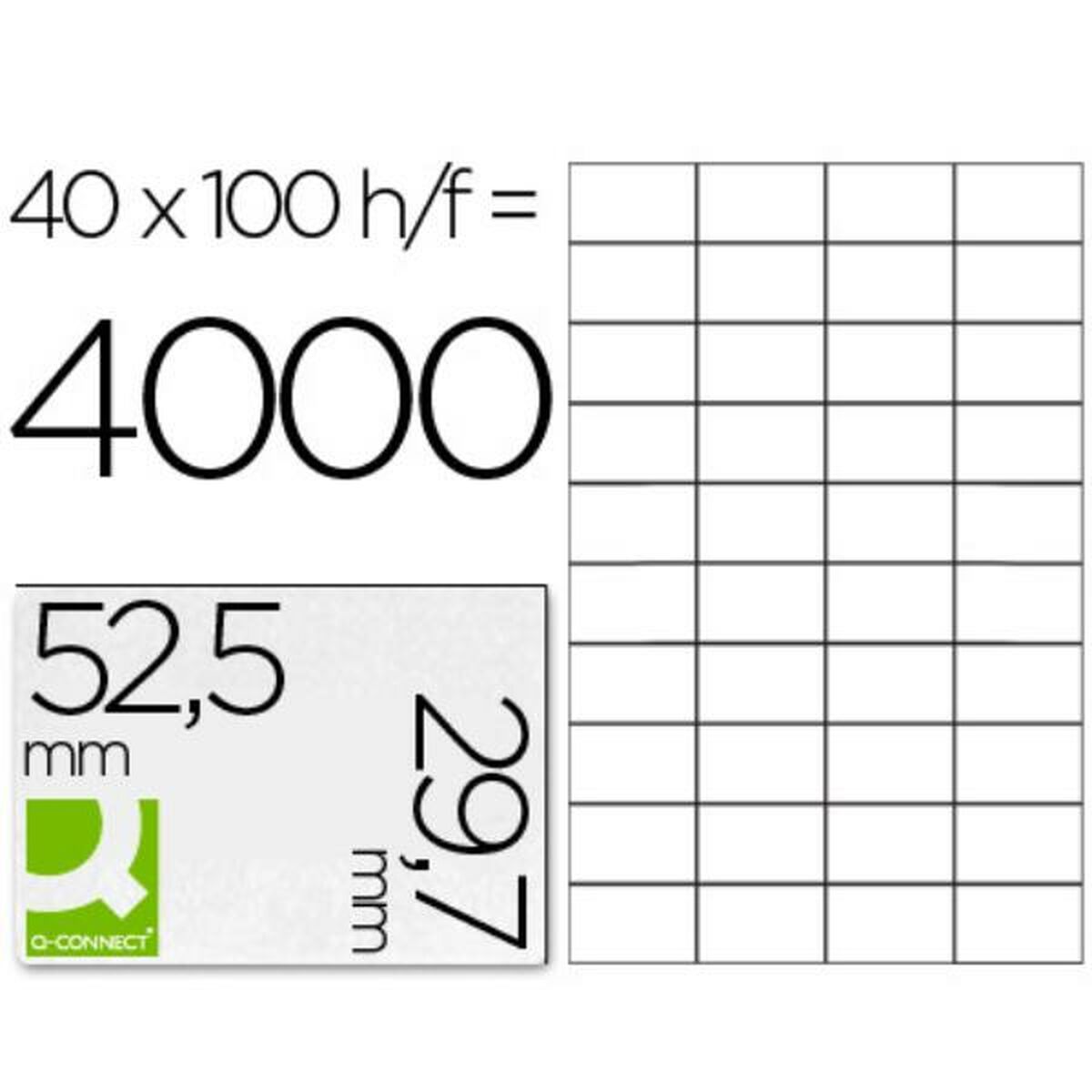 Étiquettes adhésives Q-Connect KF00574 Blanc 100 feuilles 52,5 x 29,7 mm 40 étiquettes-2